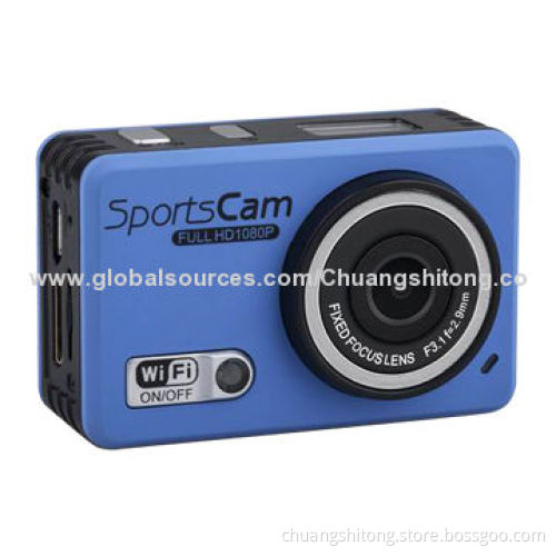 Fashionable Wi-Fi Sport Camera, 120-degree Wide Lens, HD 1080p/30fps and HD 720p/60fps for Select